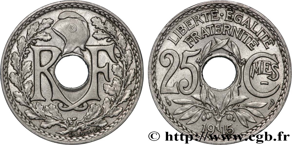25 centimes Lindauer, Cmes souligné 1915  F.170/3 MBC+ 
