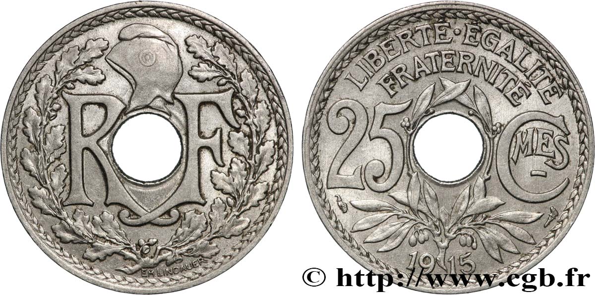 25 centimes Lindauer, Cmes souligné 1915  F.170/3 fVZ 