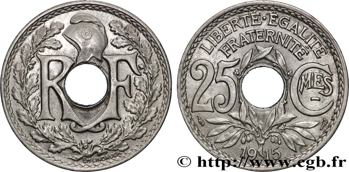25 centimes Lindauer, Cmes souligné 1915  F.170/3 TTB+ 