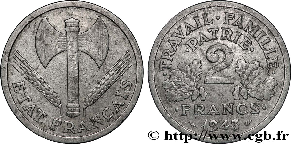 2 francs Francisque 1943  F.270/2 TTB 