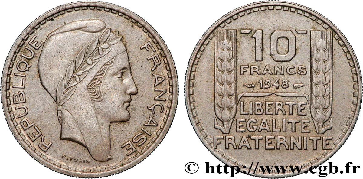10 francs Turin, petite tête 1948  F.362/3 SPL 