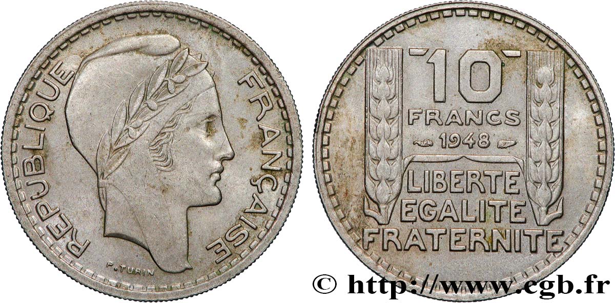 10 francs Turin, petite tête 1948  F.362/3 SPL 