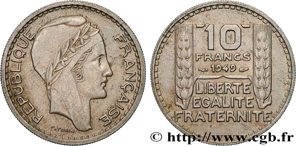10 francs Turin, petite tête 1949  F.362/6 SPL+ 