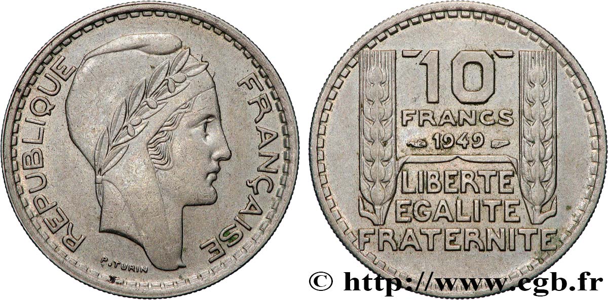 10 francs Turin, petite tête 1949  F.362/6 SUP 