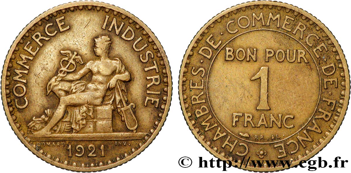 1 franc Chambres de Commerce 1921 Paris F.218/3 MBC 