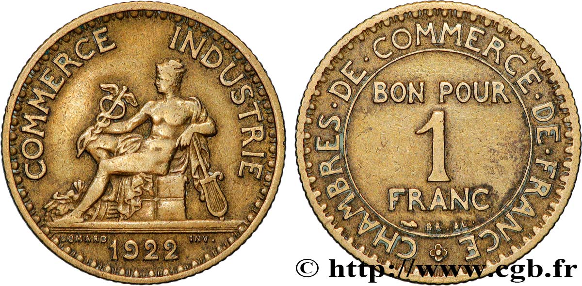 1 franc Chambres de Commerce 1922 Paris F.218/4 AU 