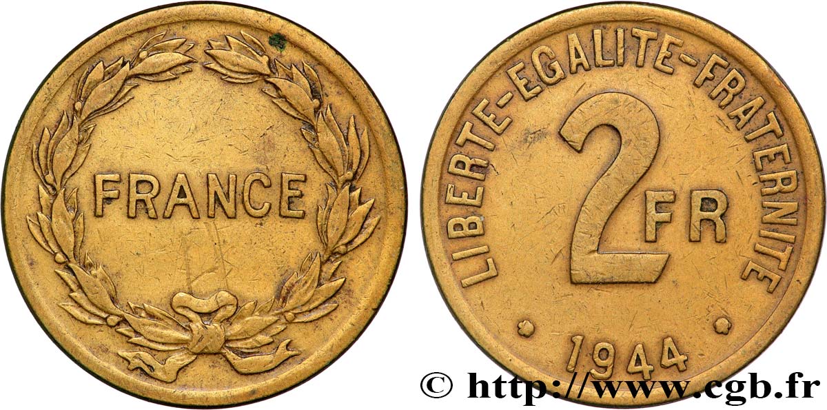 2 francs France 1944  F.271/1 VF 