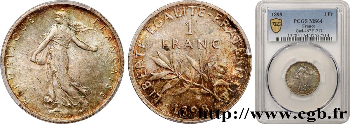 1 franc Semeuse 1898 Paris F.217/1 SPL64 PCGS