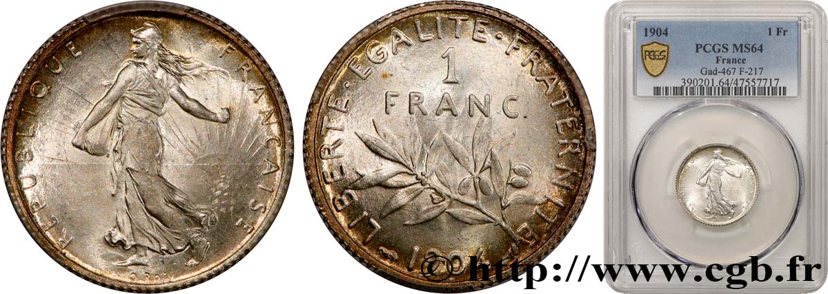 1 franc Semeuse 1904 Paris F.217/9 SPL64 PCGS