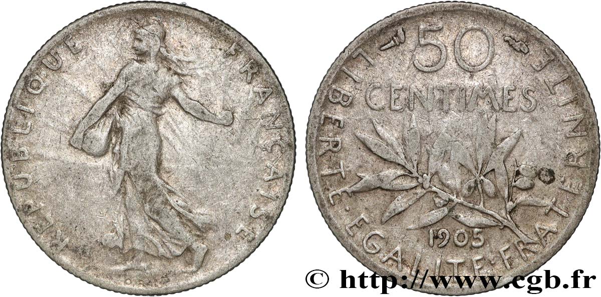 50 centimes Semeuse 1905 Paris F.190/12 B 