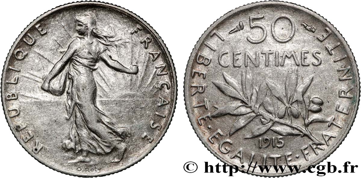 50 centimes Semeuse 1915 Paris F.190/22 SPL 