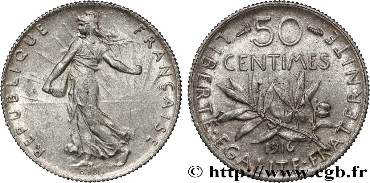 50 centimes Semeuse 1916  F.190/23 SUP+ 