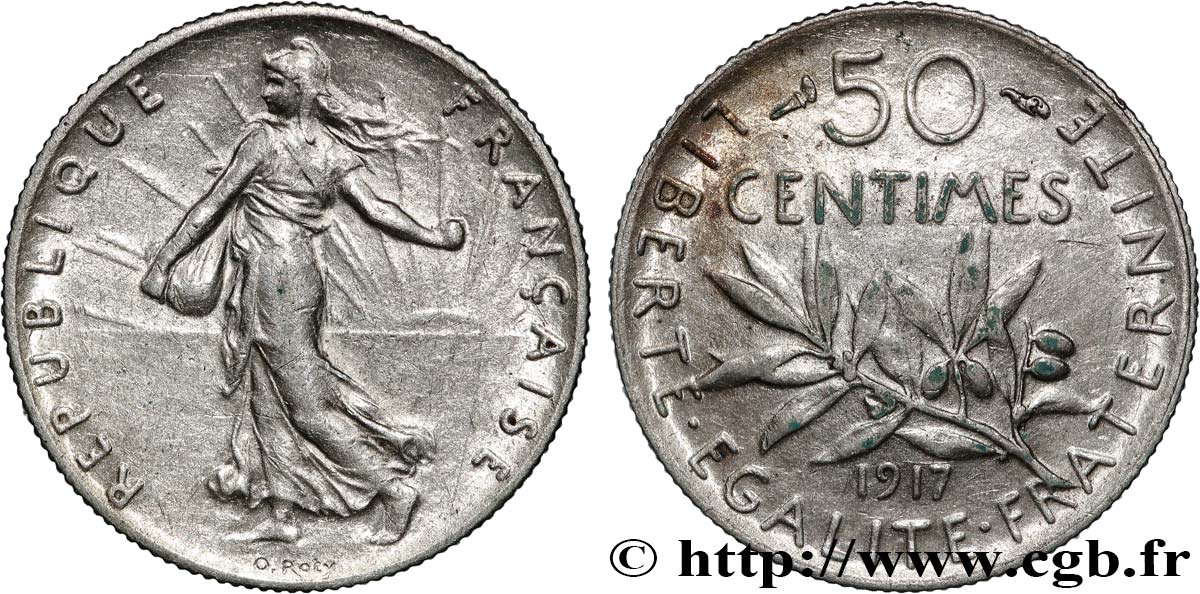 50 centimes Semeuse 1917 Paris F.190/24 SS 