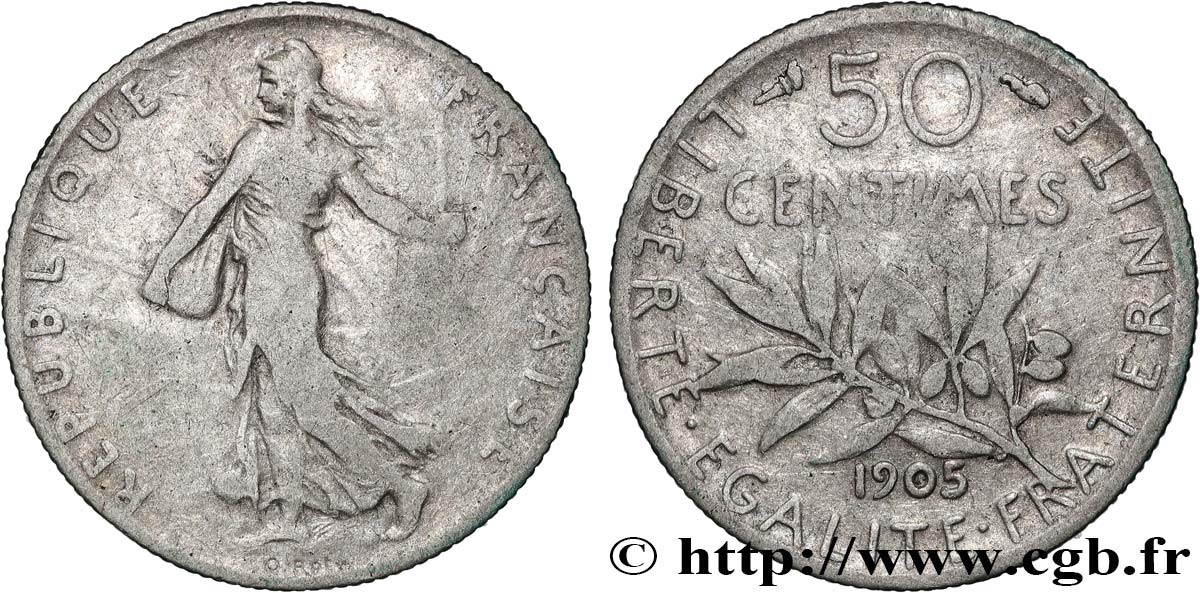 50 centimes Semeuse 1905 Paris F.190/12 B 