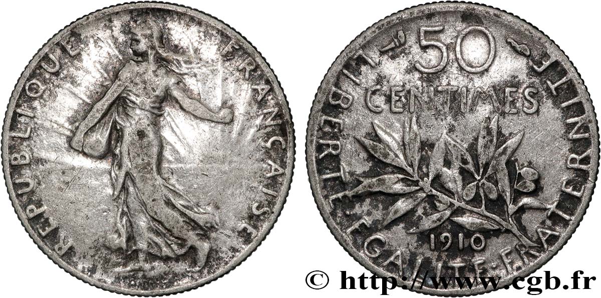 50 centimes Semeuse 1910  F.190/17 VF 