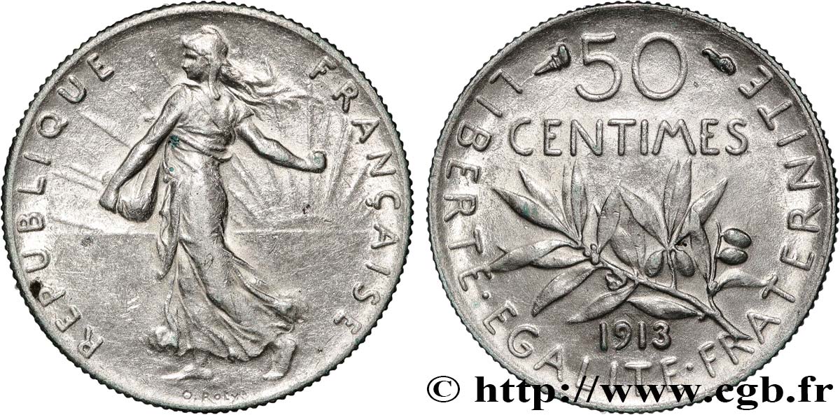 50 centimes Semeuse 1913 Paris F.190/20 VZ 