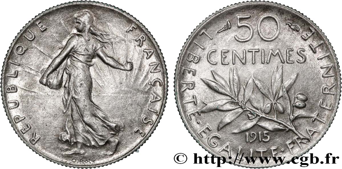 50 centimes Semeuse 1915 Paris F.190/22 SPL+ 