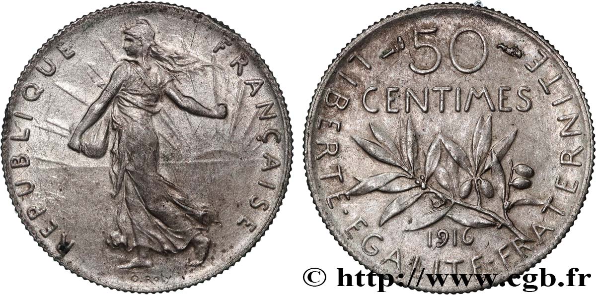 50 centimes Semeuse 1916  F.190/23 VZ+ 