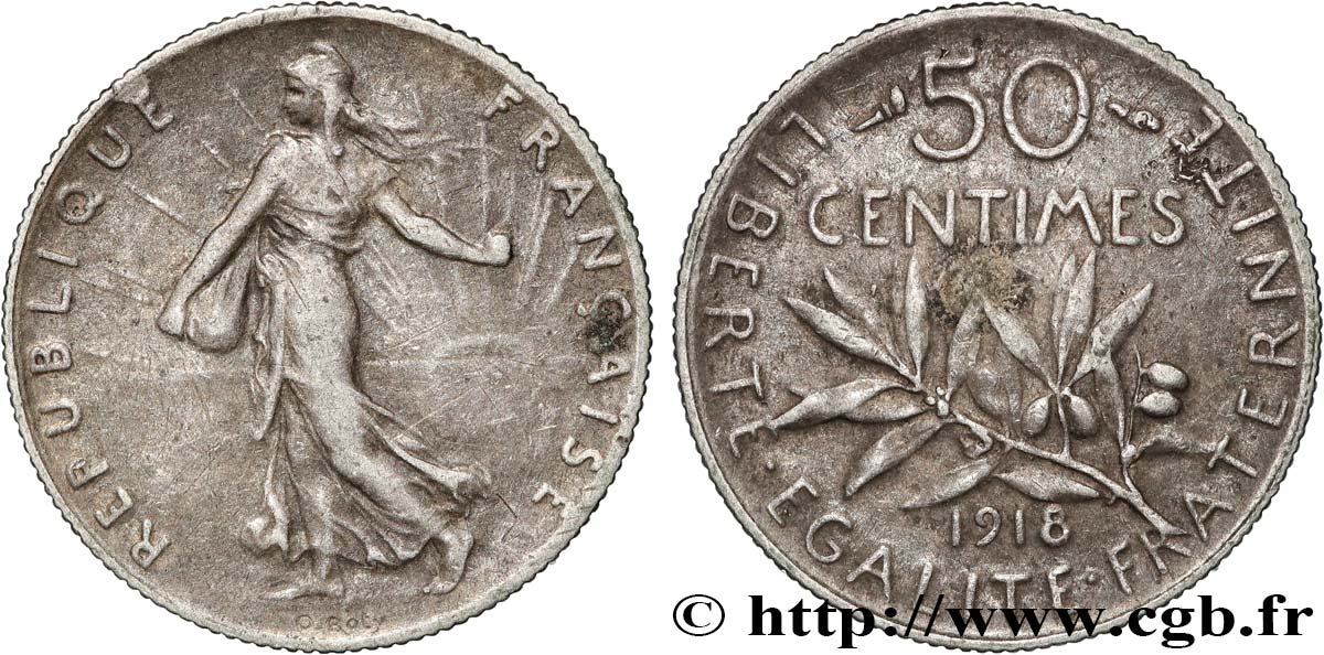 50 centimes Semeuse 1918  F.190/25 EBC 