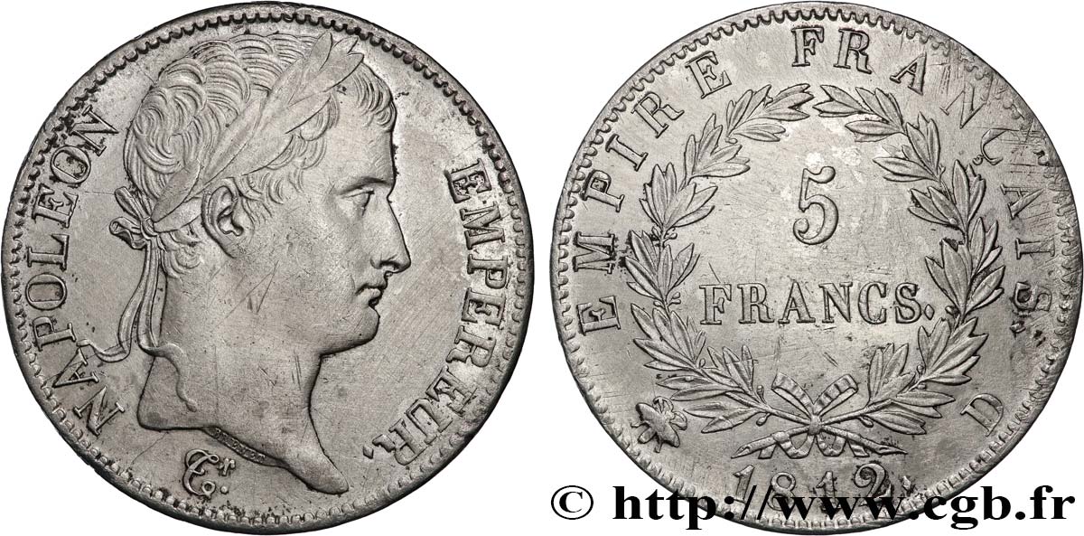 5 francs Napoléon Empereur, Empire français 1812 Lyon F.307/44 fVZ 