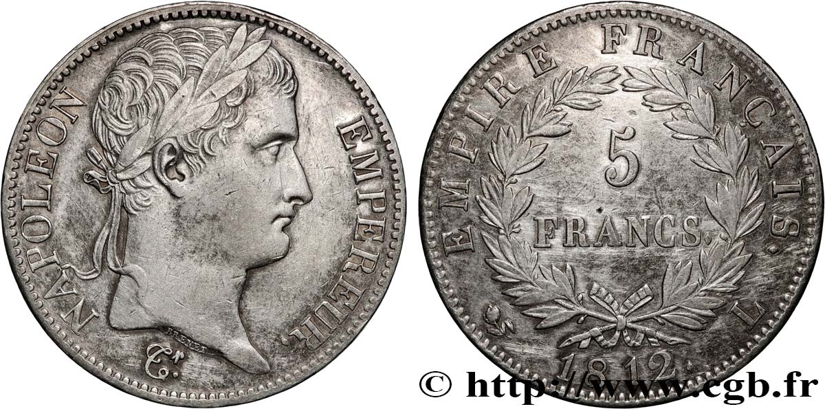 5 francs Napoléon Empereur, Empire français 1812 Bayonne F.307/48 XF 