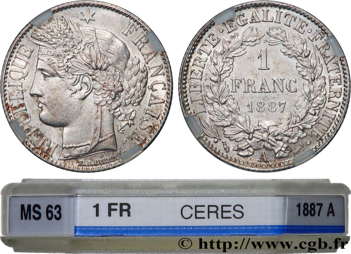 1 franc Cérès, IIIe République 1887 Paris F.216/9 SC63 GENI