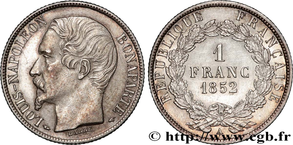 1 franc Louis-Napoléon 1852 Paris F.212/1 MBC+/EBC 