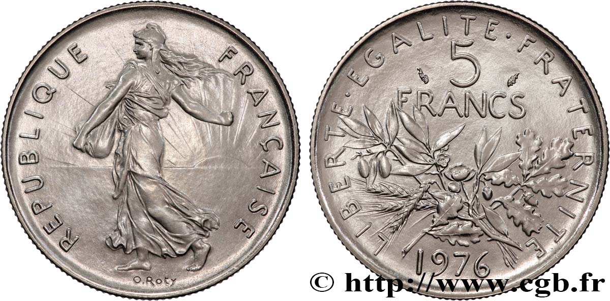 5 francs Semeuse, nickel 1976 Pessac F.341/8 MS 