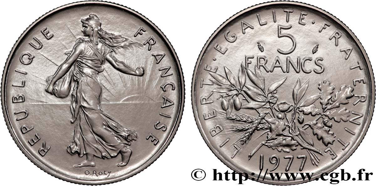 5 francs Semeuse, nickel 1977 Pessac F.341/9 ST 