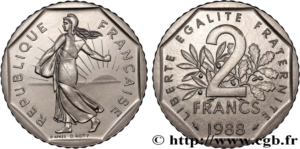 2 francs Semeuse, nickel 1988 Pessac F.272/12 FDC 