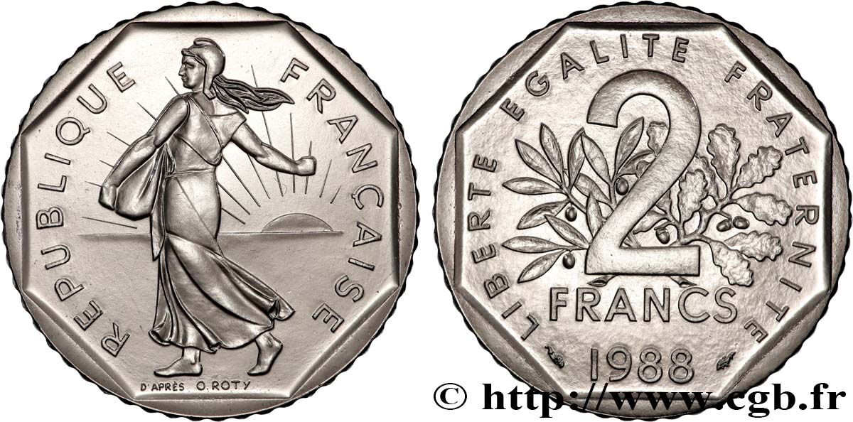 2 francs Semeuse, nickel 1988 Pessac F.272/12 ST 