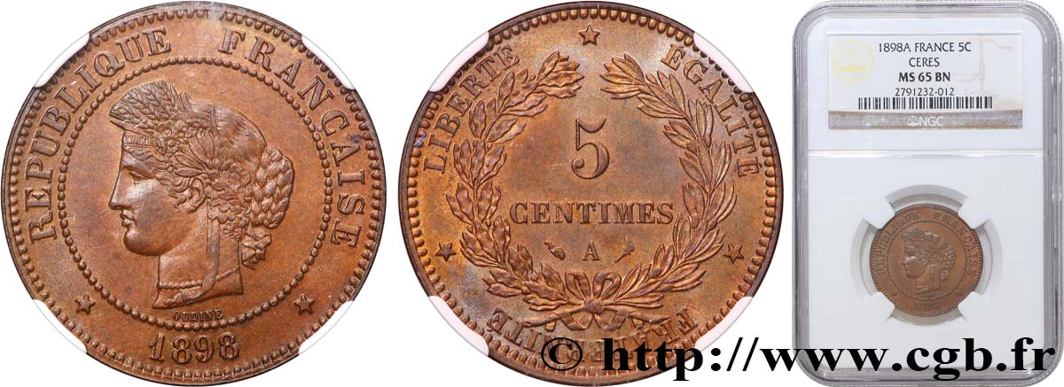 5 centimes Cérès 1898 Paris F.118/41 FDC65 NGC