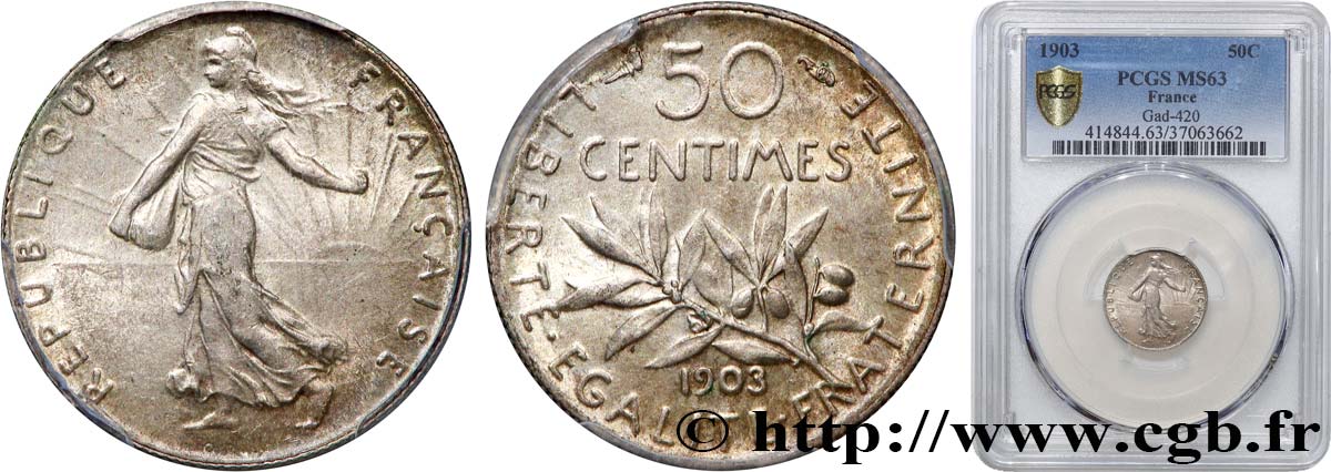 50 centimes Semeuse 1903  F.190/10 SPL63 PCGS
