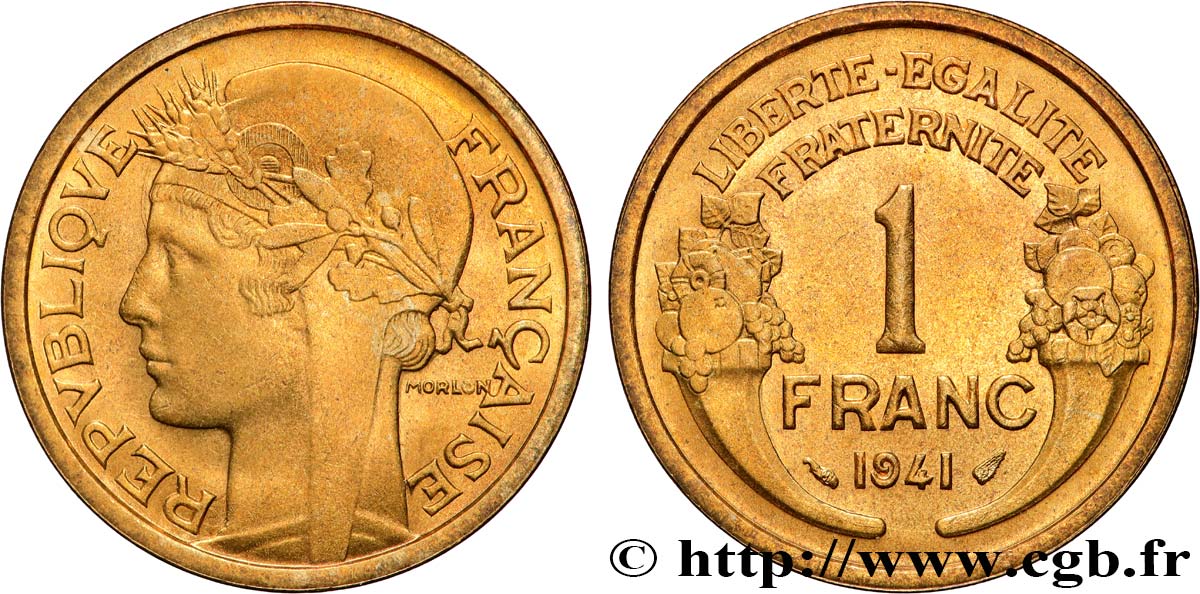 1 franc Morlon 1941 Paris F.219/12 MS65 