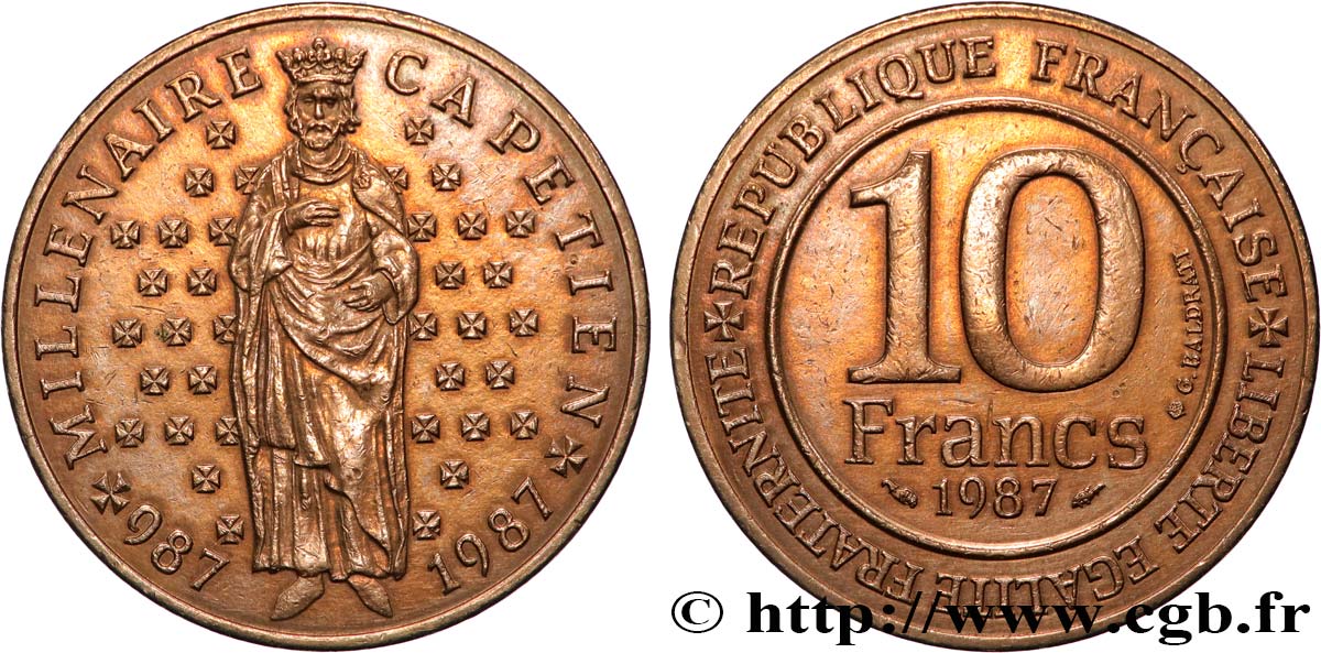 10 francs Millénaire Capétien 1987  F.371/2 MS 