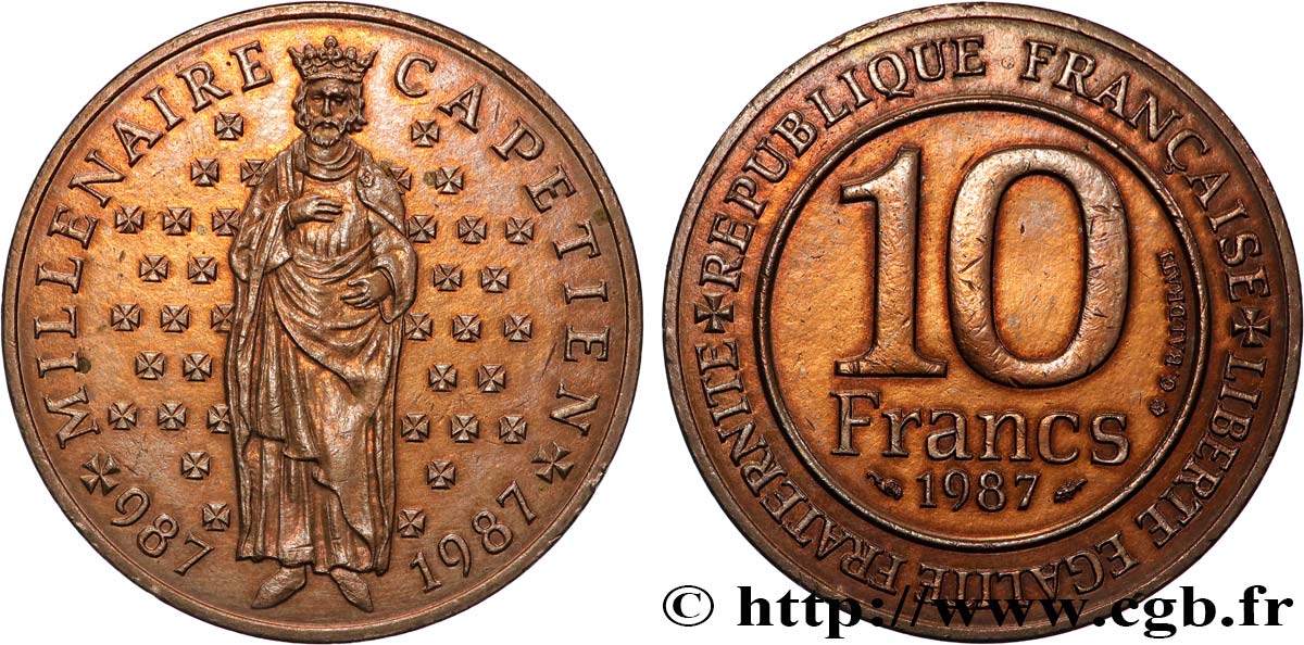 10 francs Millénaire Capétien 1987  F.371/2 SUP+ 