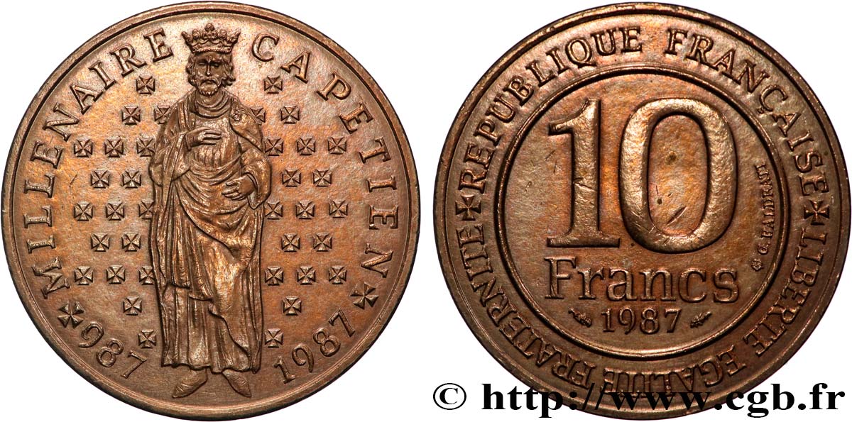 10 francs Millénaire Capétien 1987  F.371/2 MS 