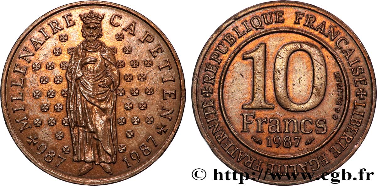 10 francs Millénaire Capétien 1987  F.371/2 MS 