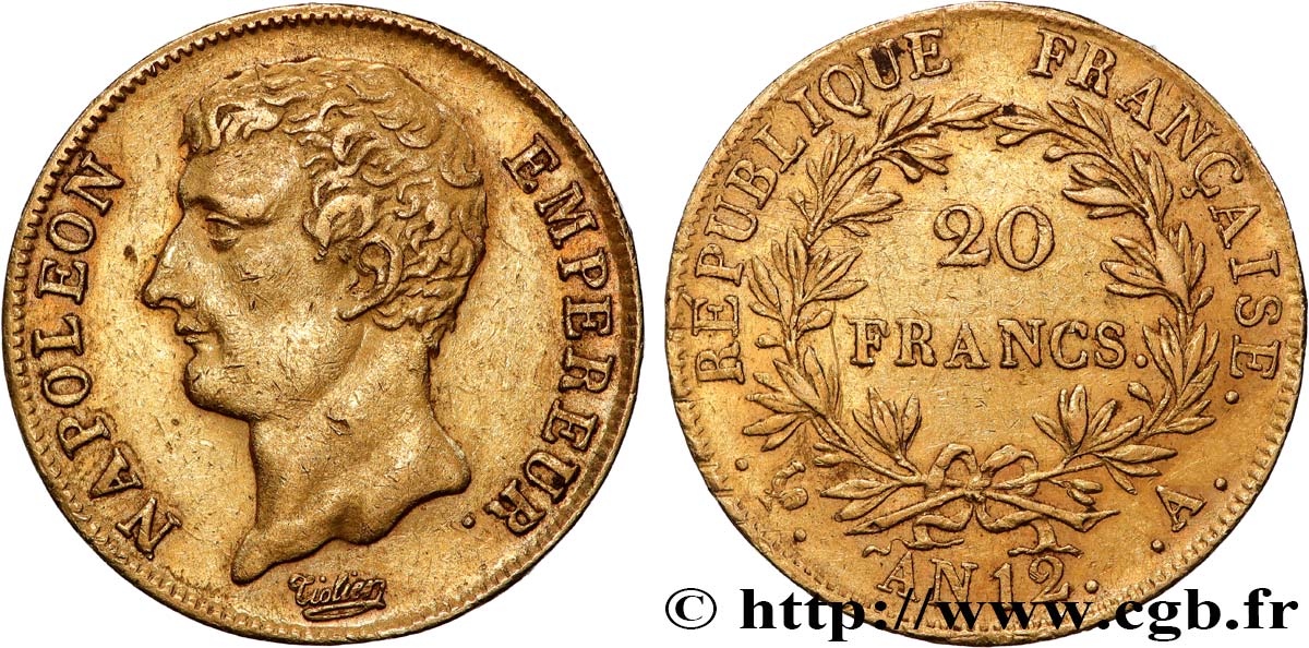 20 francs or Napoléon Empereur, buste intermédiaire 1804 Paris F.511/1 BB 