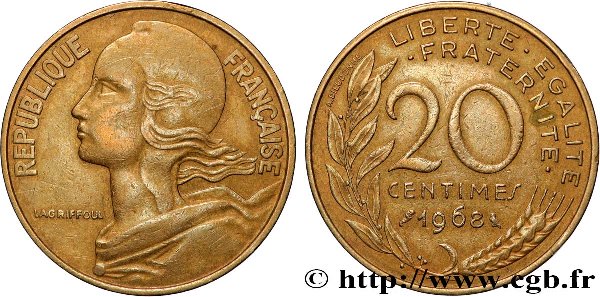 20 centimes Marianne 1968 Paris F.156/8 BC+ 