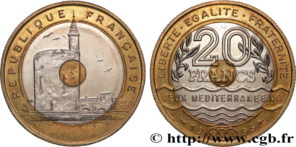 20 francs Jeux Méditerranéens 1993 Pessac F.404/2 TTB+ 