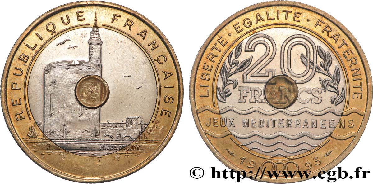 20 francs Jeux Méditerranéens 1993 Pessac F.404/2 MBC+ 