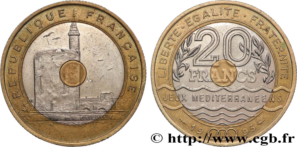 20 francs Jeux Méditerranéens 1993 Pessac F.404/2 q.BB 