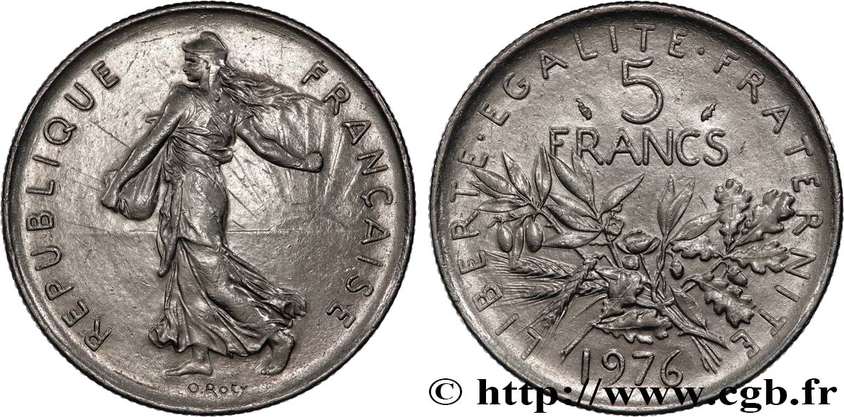 5 francs Semeuse, nickel 1976 Pessac F.341/8 SPL 