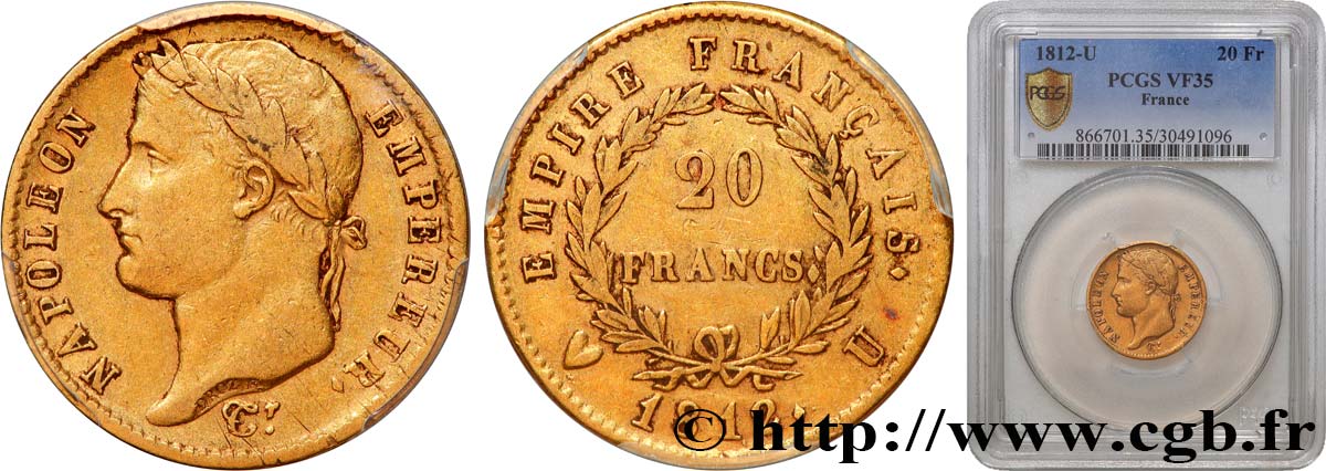 20 francs or Napoléon tête laurée, Empire français 1812 Turin F.516/28 TB35 PCGS