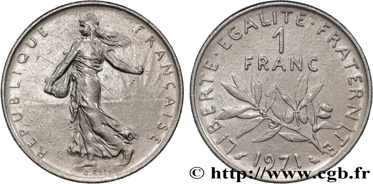 1 franc Semeuse, nickel 1971 Paris F.226/16 AU 