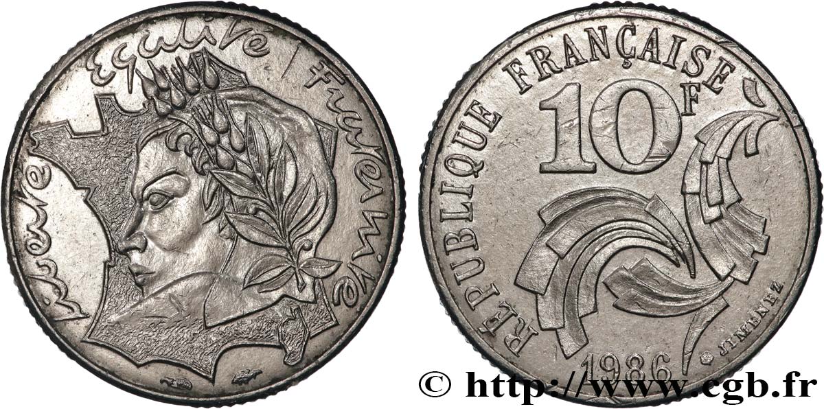 10 francs Jimenez 1986  F.373/2 VZ+ 