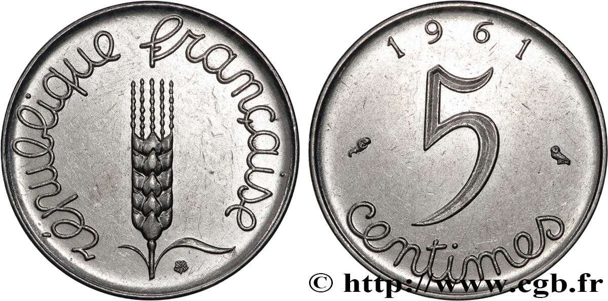 5 centimes Épi 1961  F.124/3 EBC 