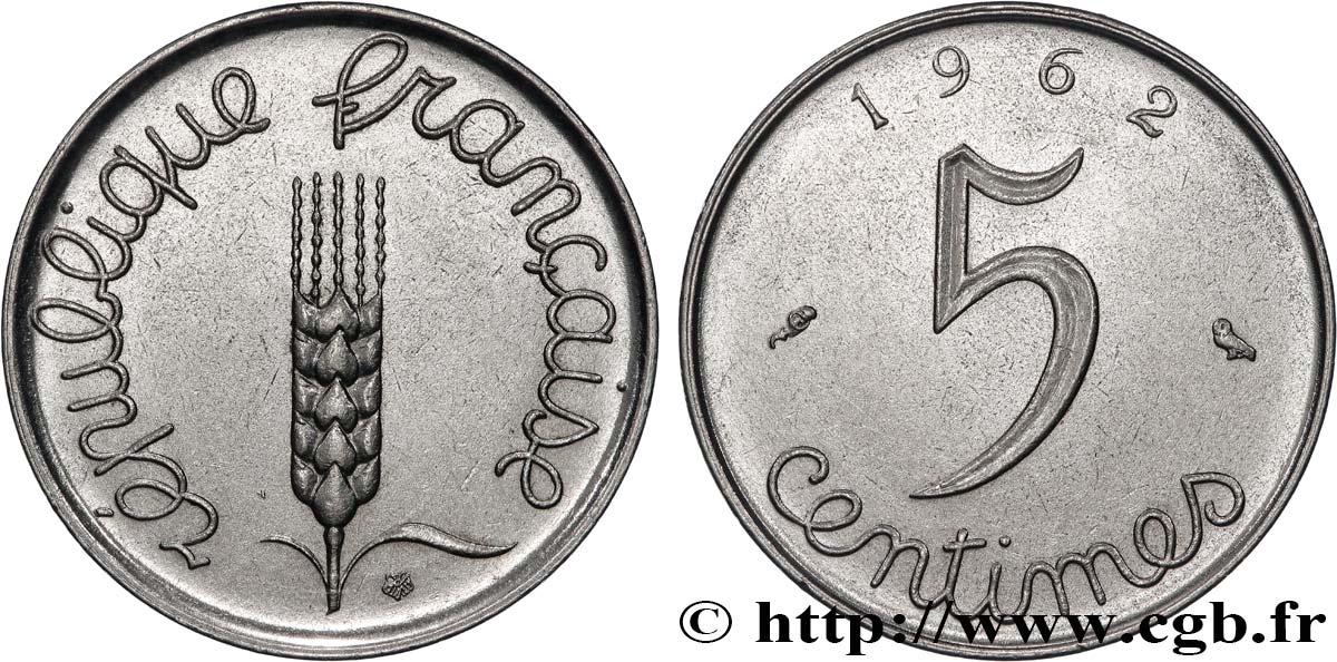 5 centimes Épi 1962  F.124/4 VZ 