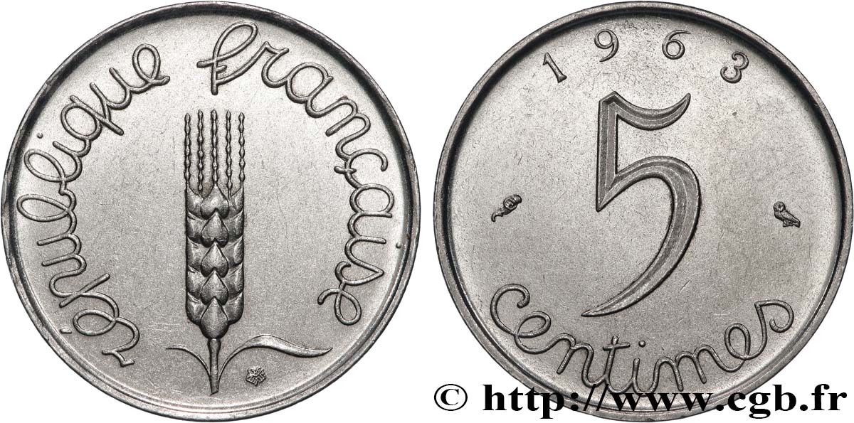 5 centimes Épi 1963  F.124/5 EBC+ 